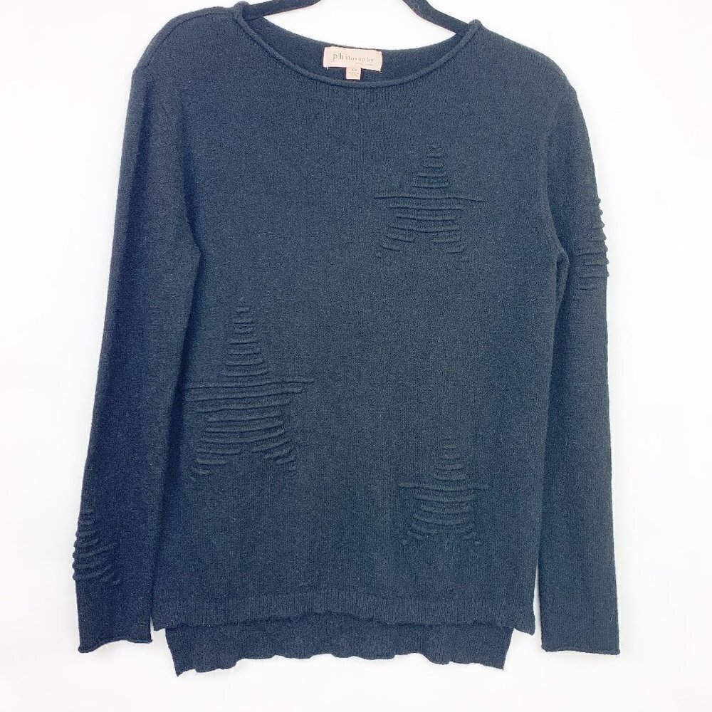 Philosophy Star Embossed Rayon Blend Sweater